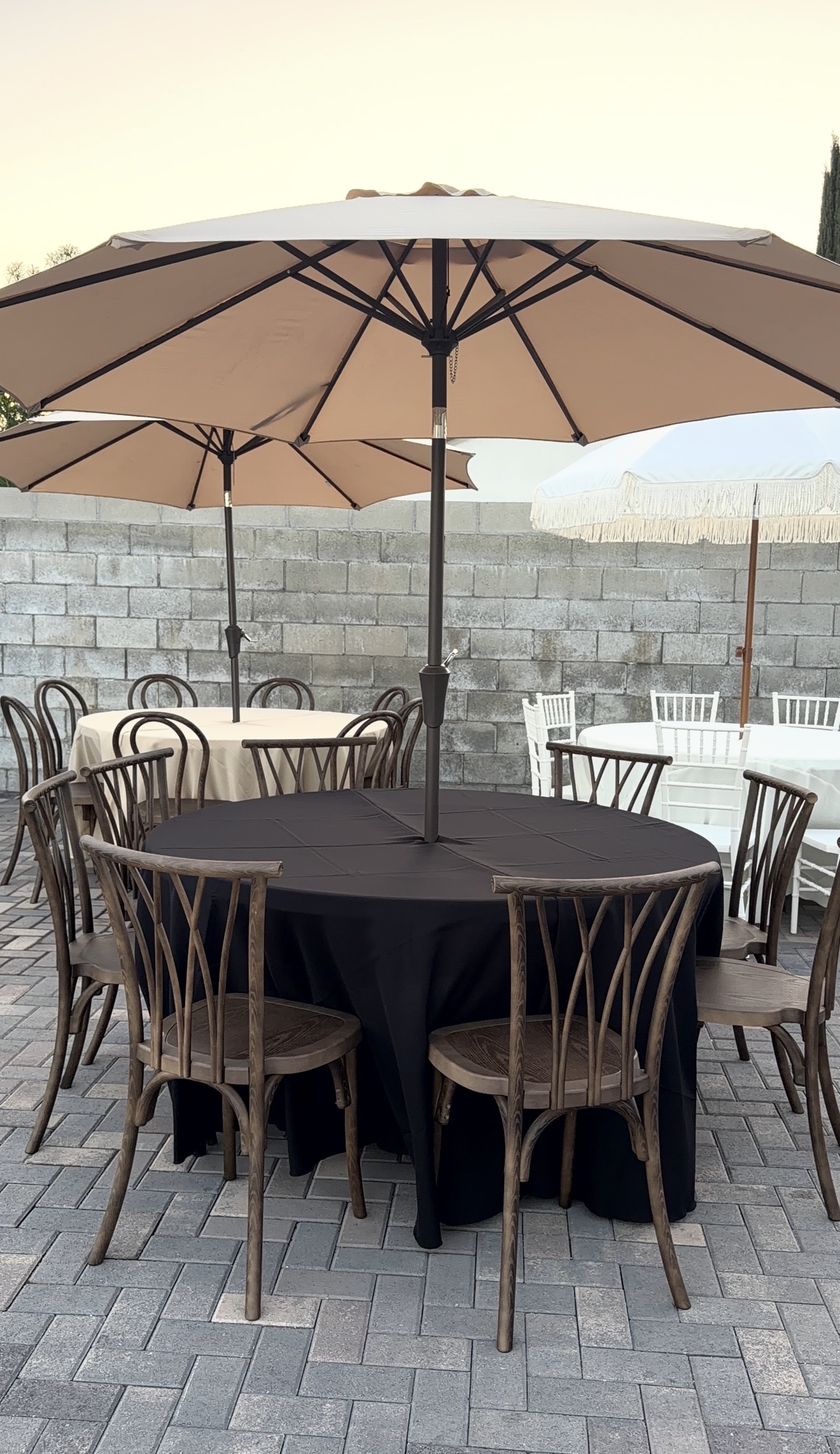 Umbrella Table Set — Brown